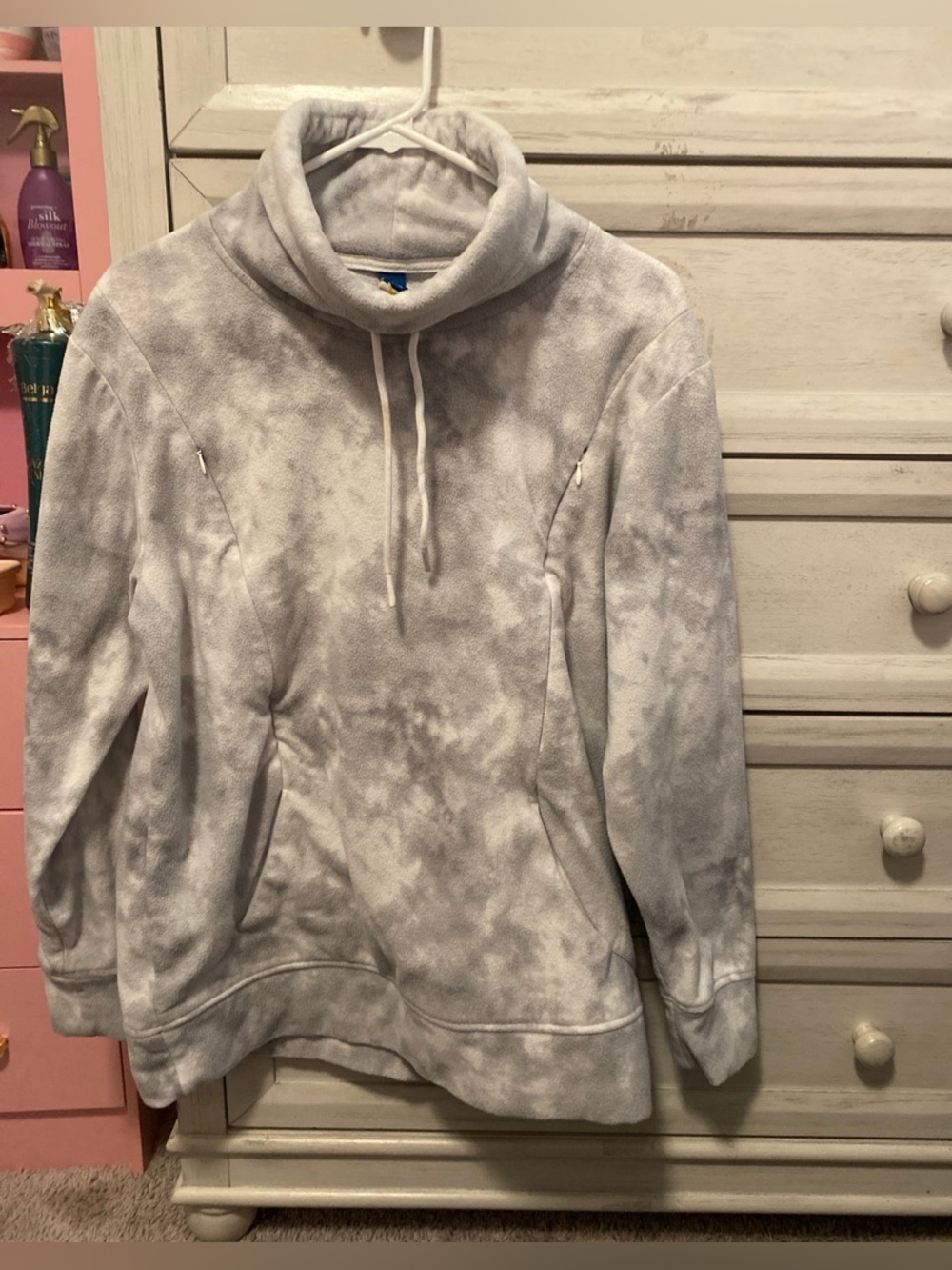Bundle Old Navy Cozy Lounge Fleece Gray Tie Dye & Solid Quarter Zip size M